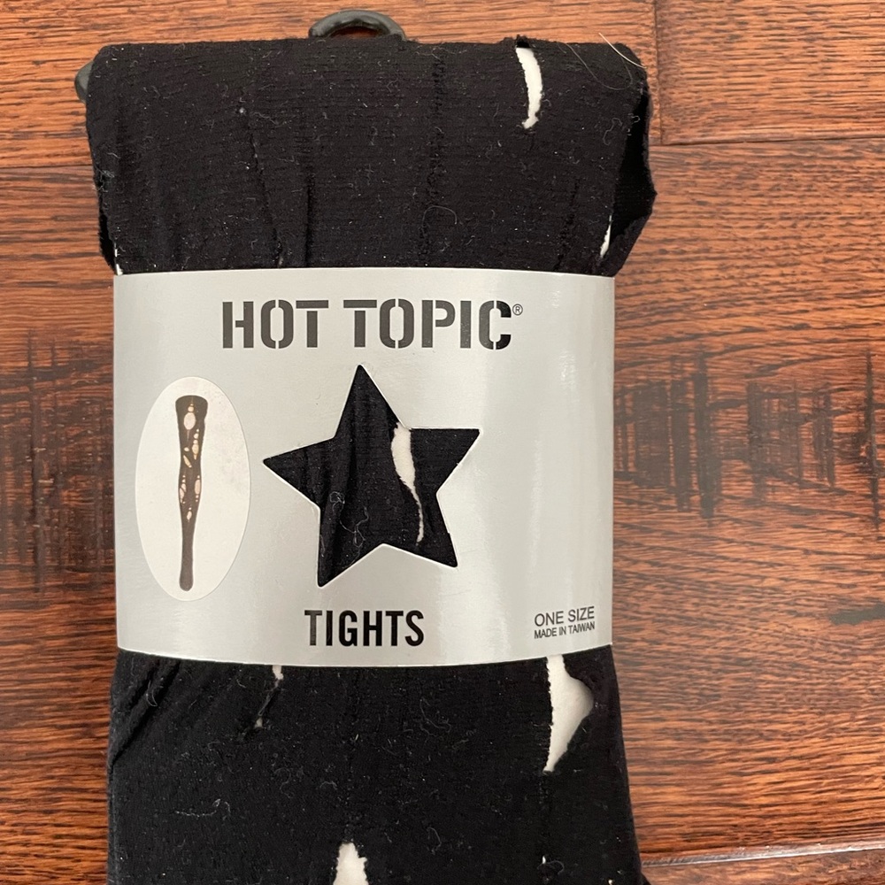 Hot Topic Black Ripped Tights - OS - NWT